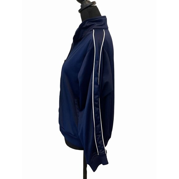 Vintage Champion windbreaker zippered pockets navy white stripes running 80's - Picture 2 of 5